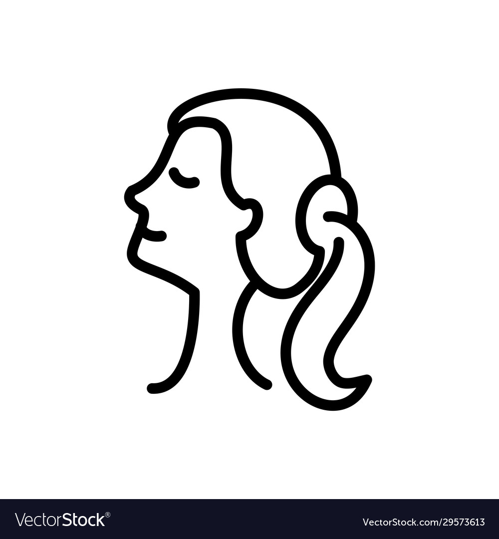 Cartoon woman profile line style icon