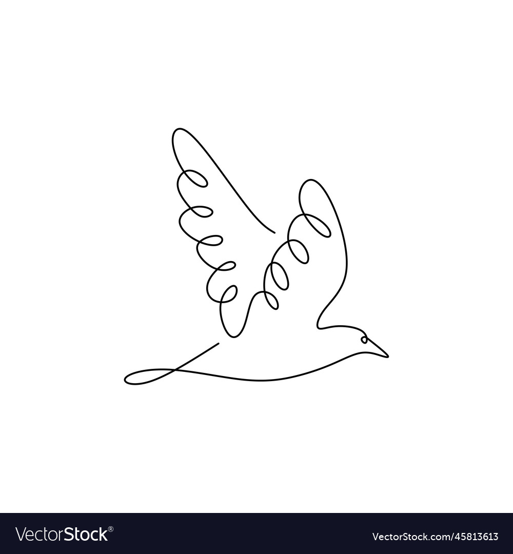 Continuous line drawing of pigeon bird flying Vector Image