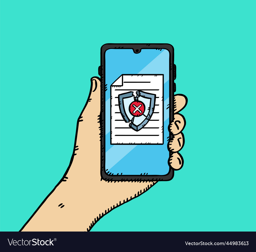 Document With A Cracked Antivirus Shield Vector Image Document With A Cracked Antivirus Shield Vector Image