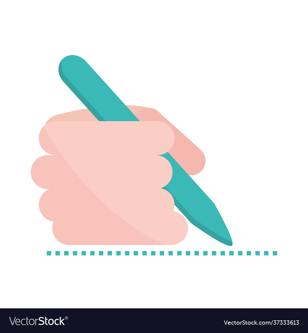 Hand with pen Royalty Free Vector Image - VectorStock