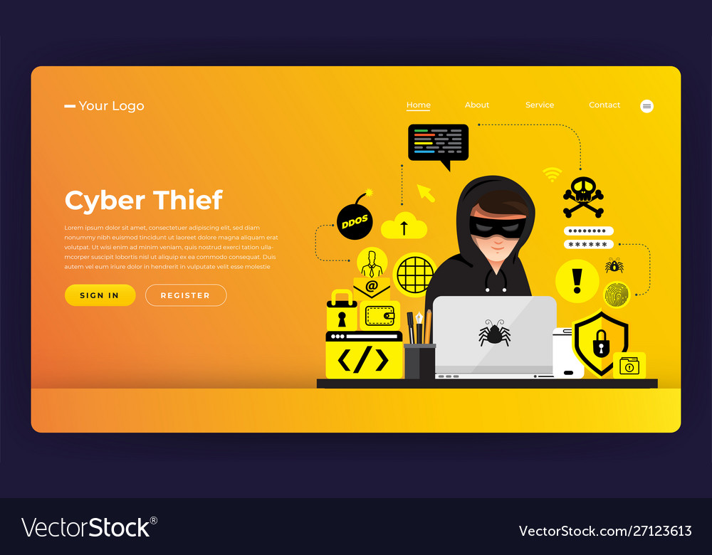 Mock-up design website flat concept hacker Vector Image