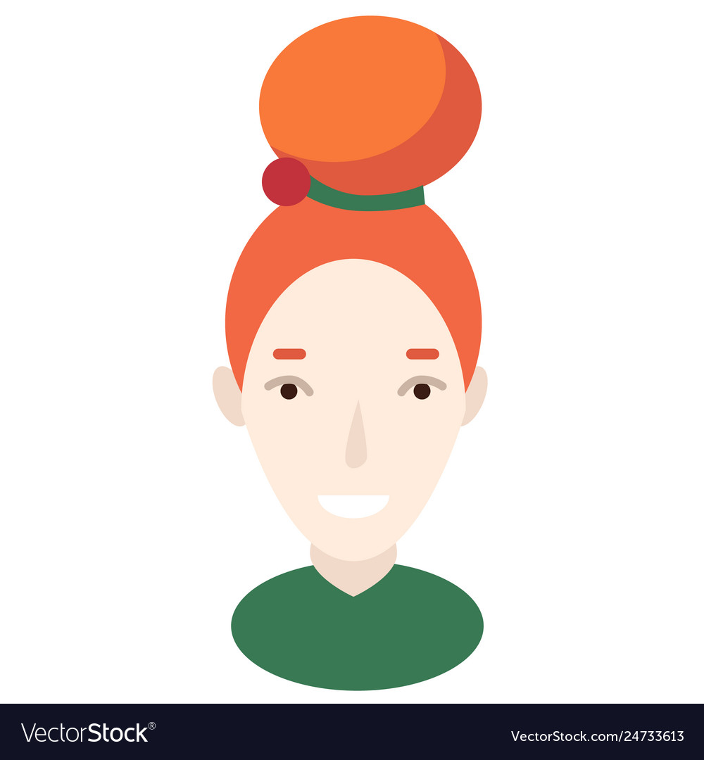 Red hair bun flat on white