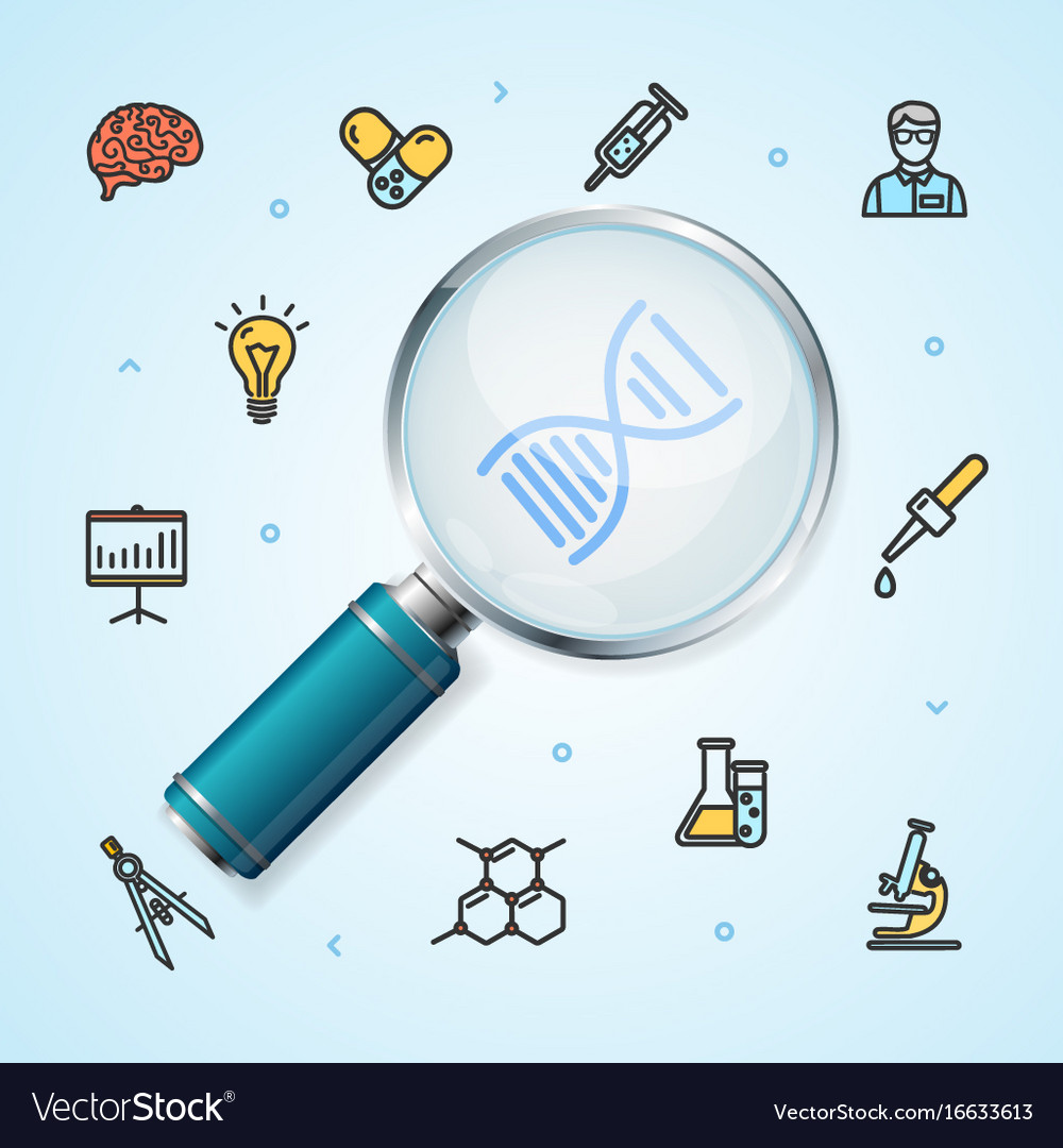 Science research realistic magnifier with thin Vector Image