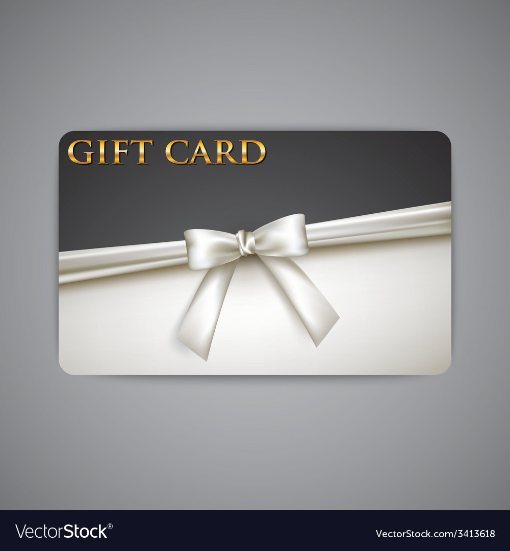 Gift card with white bow and ribbon Royalty Free Vector