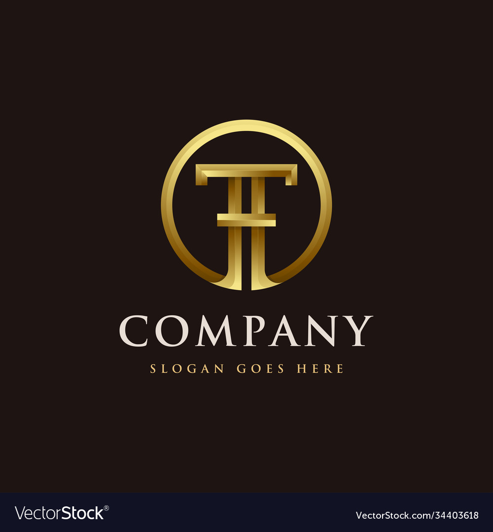 Gold letter th logo icon ht vector image Gold letter th logo icon ht