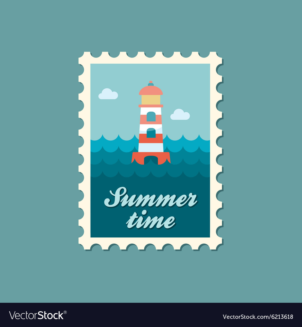 Lighthouse flat stamp summertime