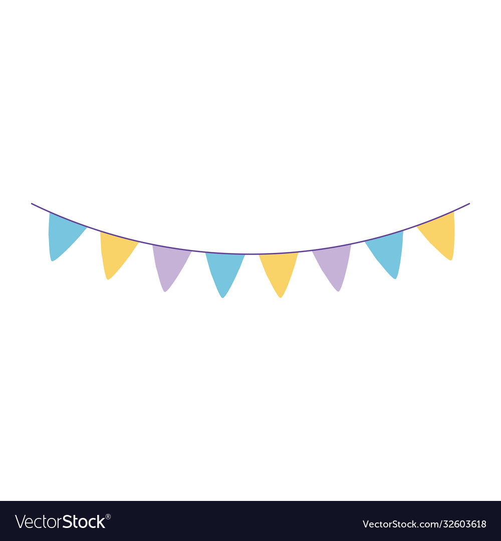 Pennants decoration celebration party cartoon Vector Image