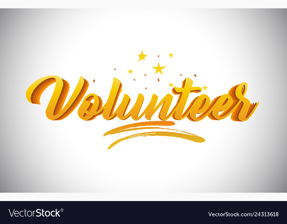 volunteer golden yellow word text with volunteer word