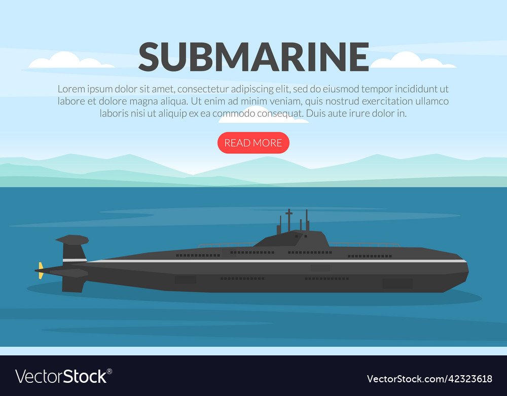 Web banner with warship or combatant submarine