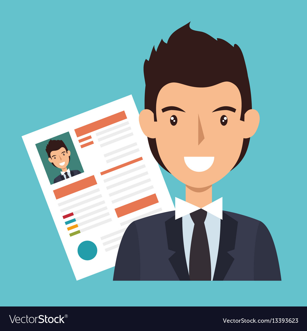 Businessman Character Avatar With Cv Icon Vector Image