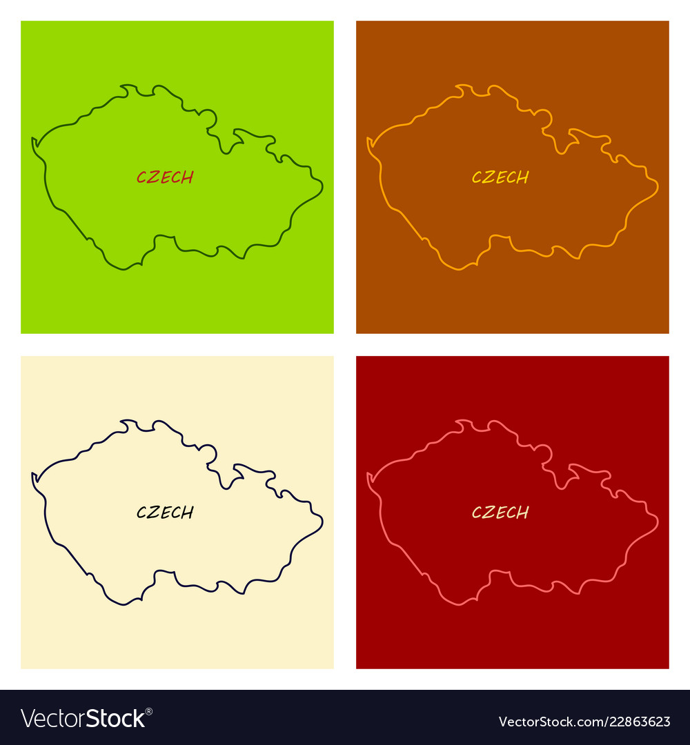 Czech republic set detailed country shape