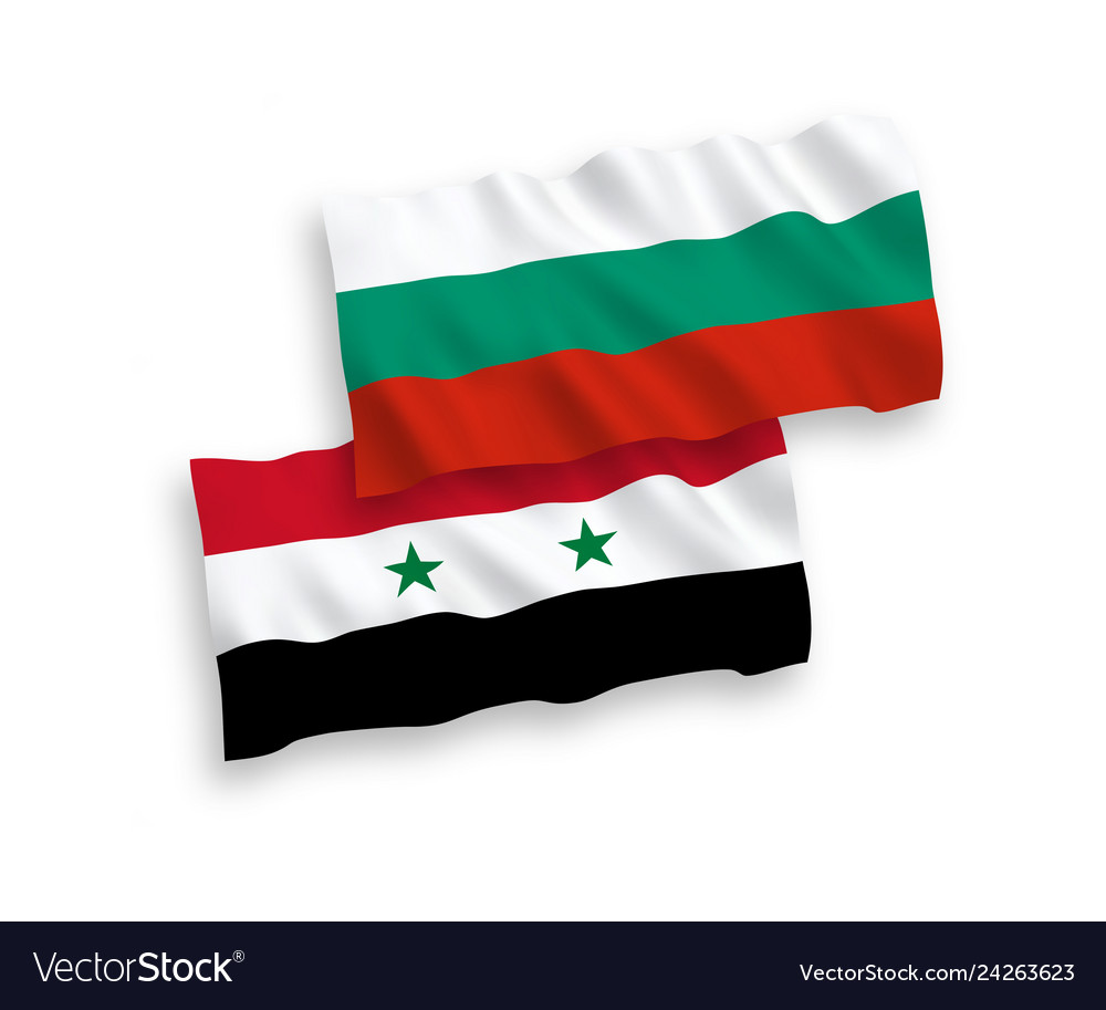 Flags of bulgaria and syria on a white background