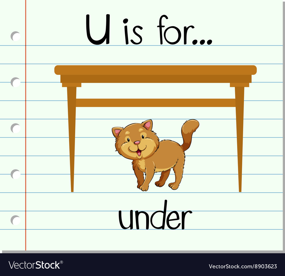 Flashcard letter U is for under Royalty Free Vector Image