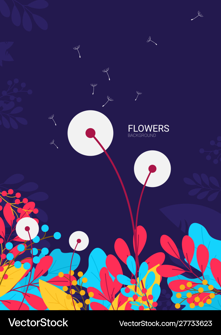 Flat flowers background Royalty Free Vector Image