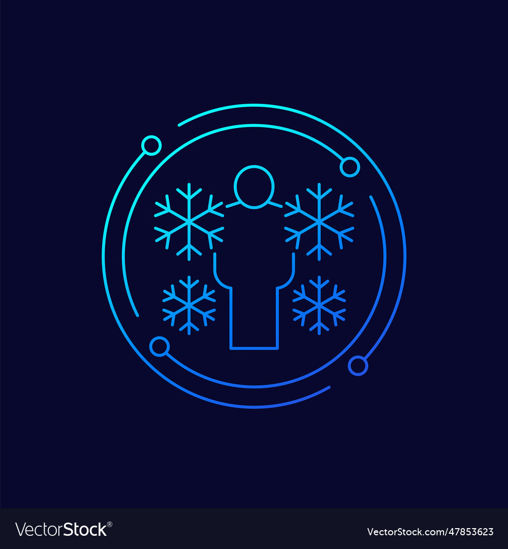 Hypothermia line icon low body temperature