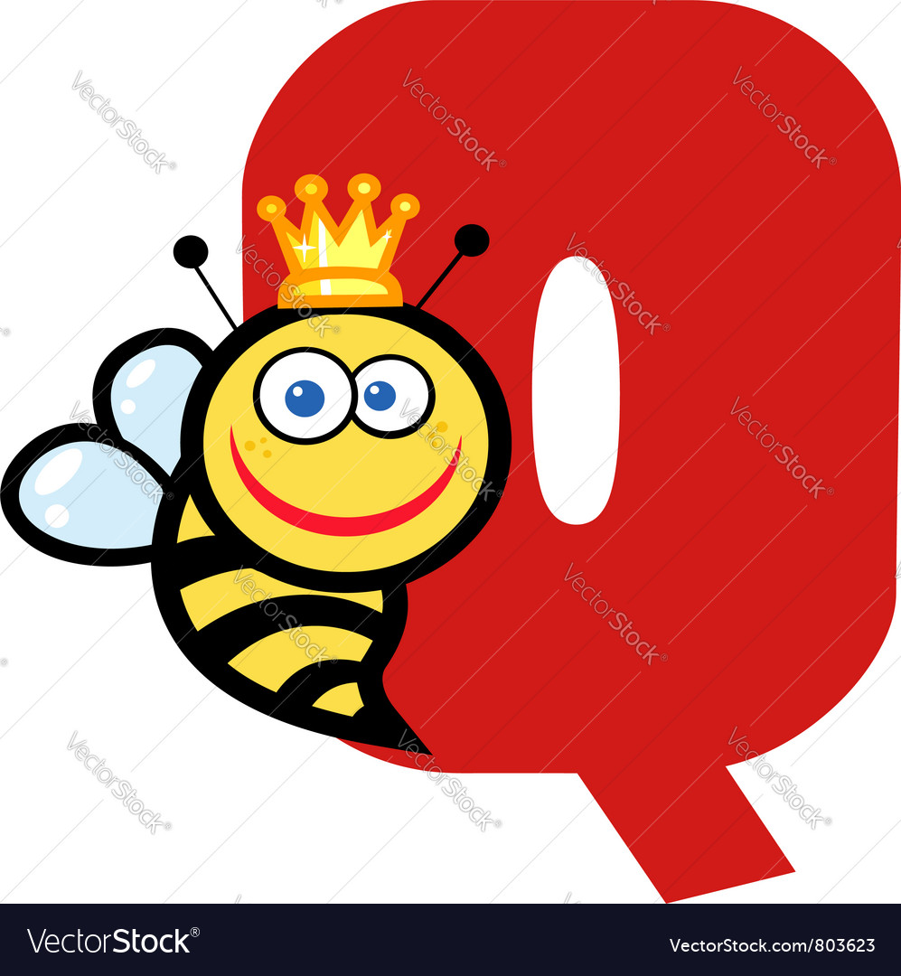 letter q with a queen bee royalty free vector image