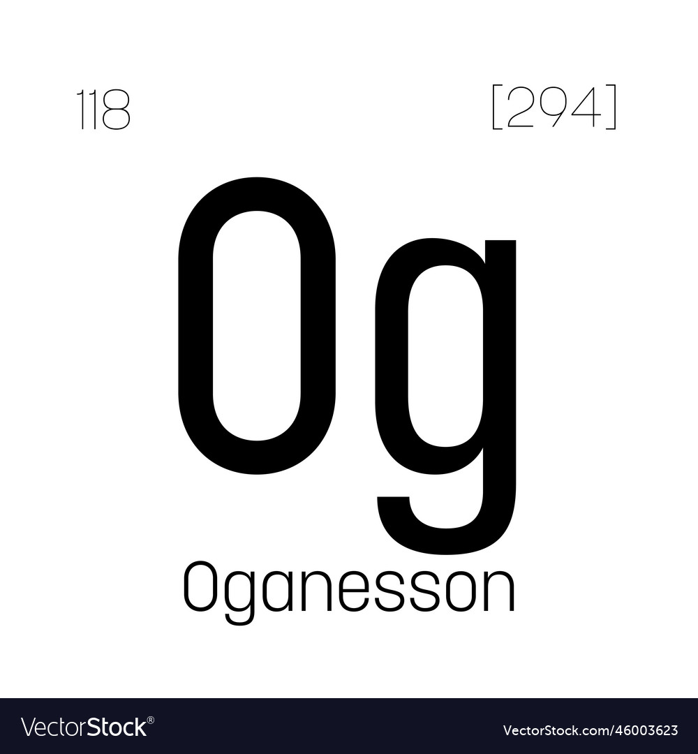 Oganesson og periodic table element Royalty Free Vector