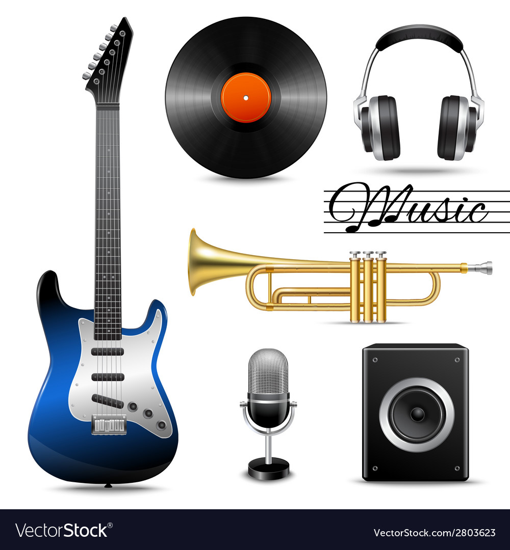 Realistic music icons set