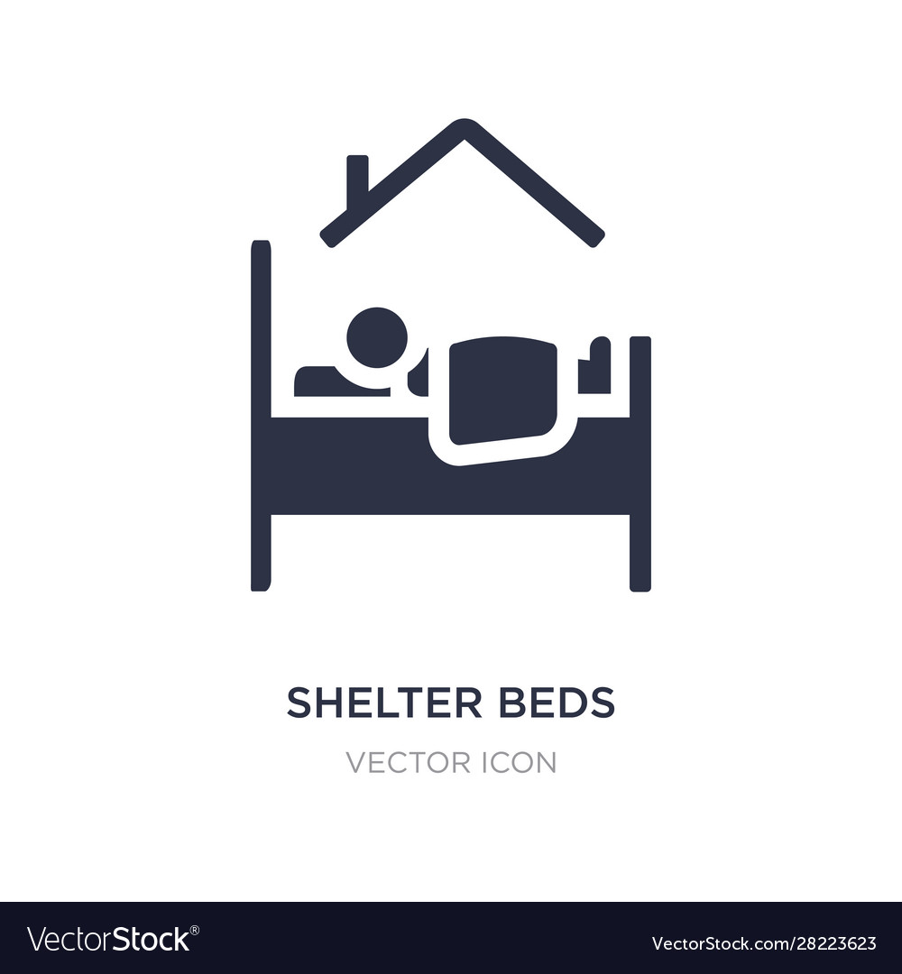 Shelter beds icon on white background simple