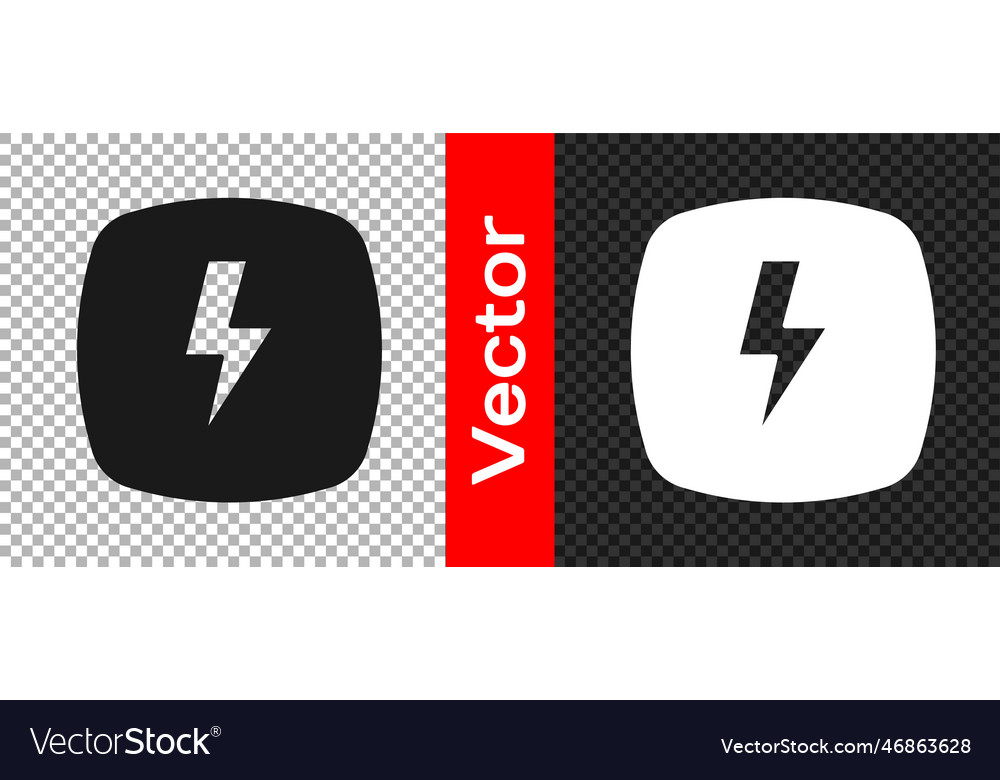 Black lightning bolt icon isolated on transparent Vector Image