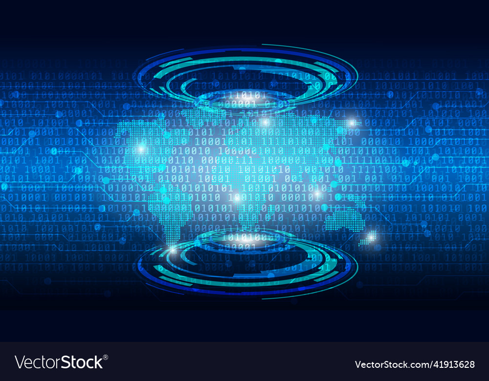 Blue abstract elements space cyber world map Vector Image