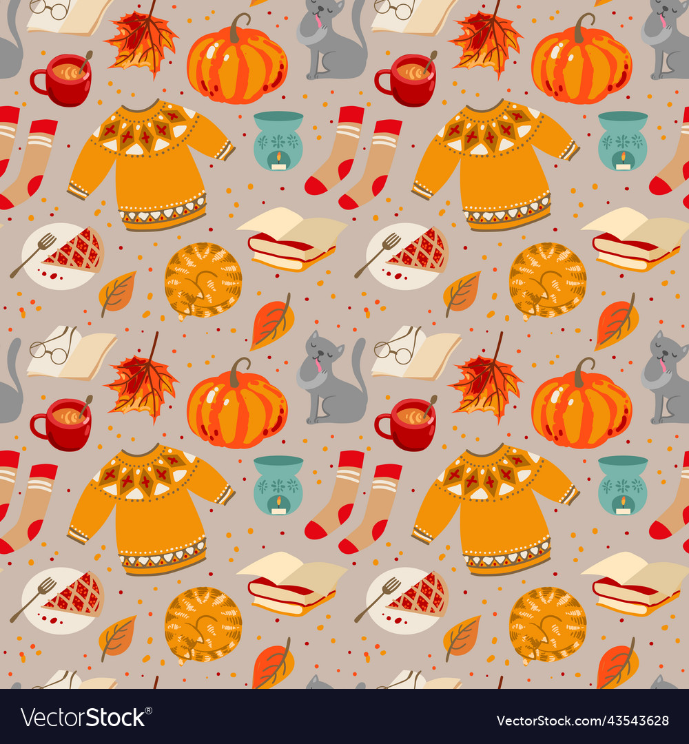 Cute autumn things sweater pumpkin tea cocoa