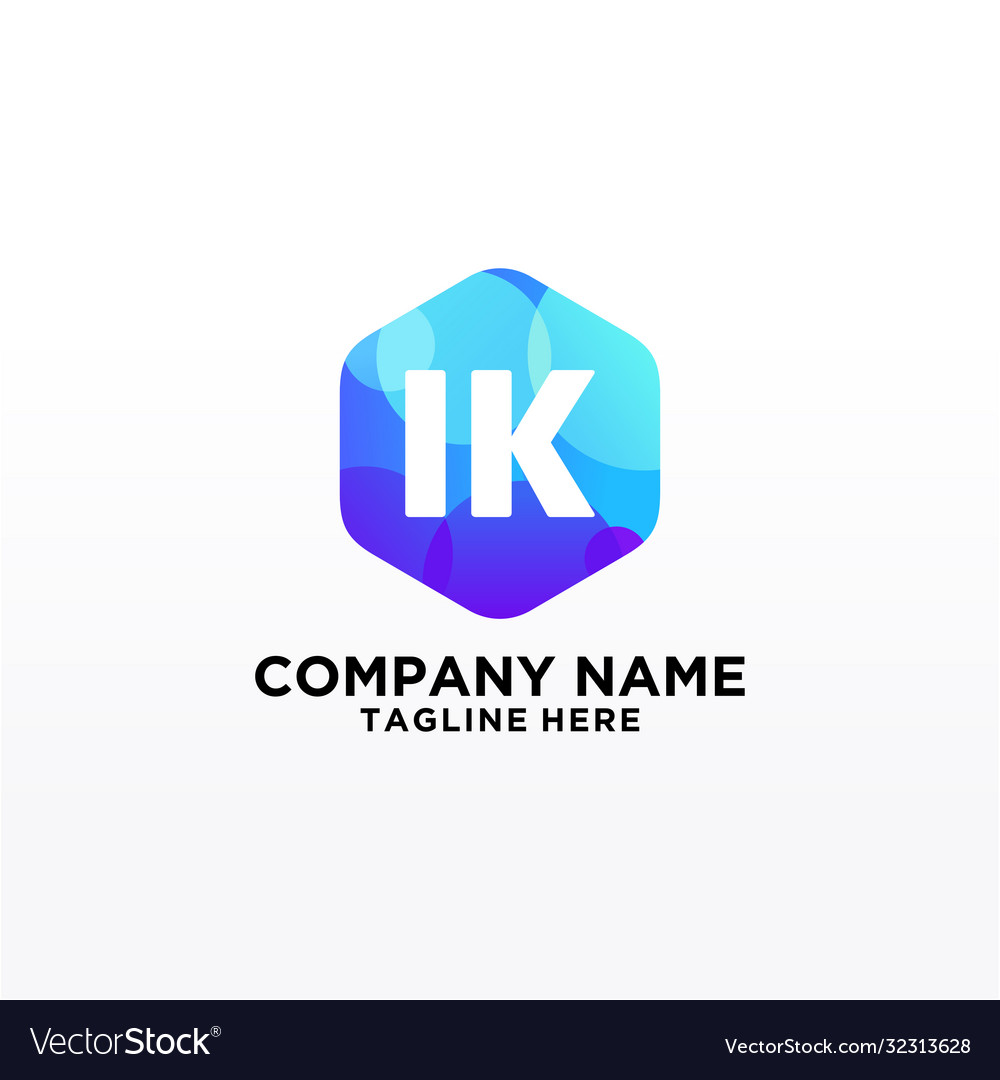 Ik initial logo with colorful circle template