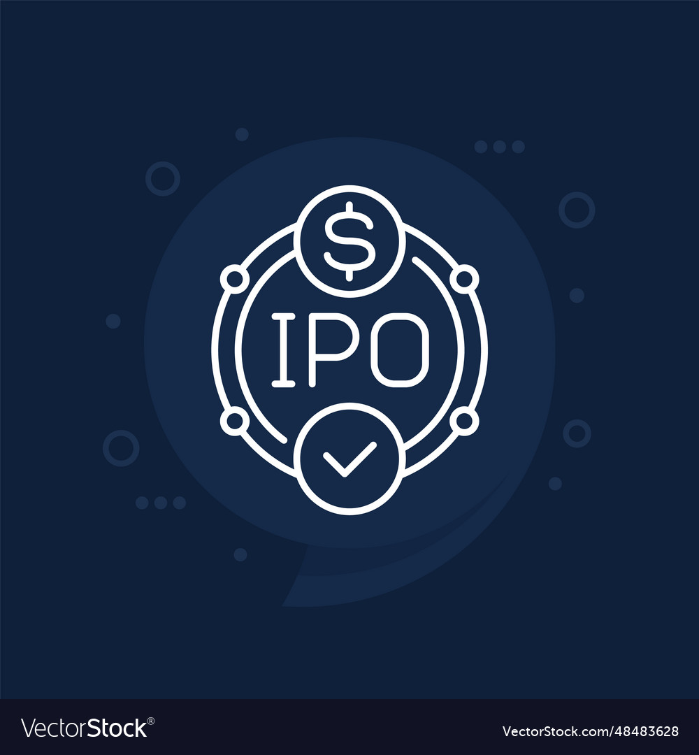 Ipo icon initial public offering line Royalty Free Vector