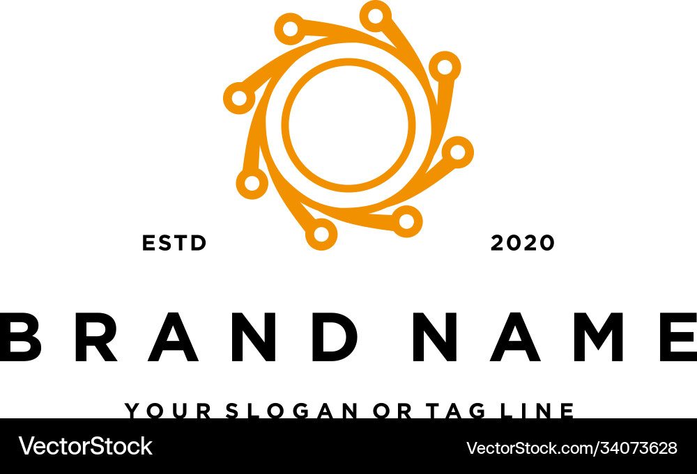 Letter o tech design logo icon concept Royalty Free Vector
