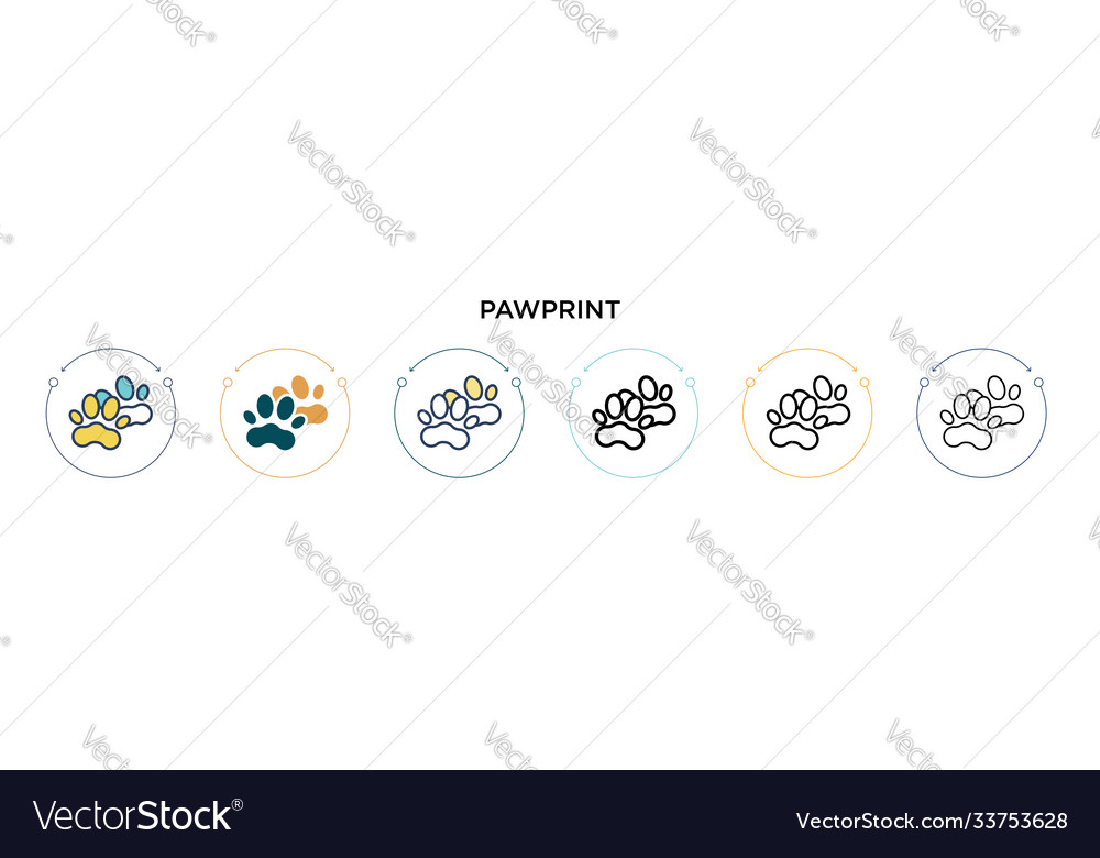 Pawprint-Symbol in gefüllter dünner Linie