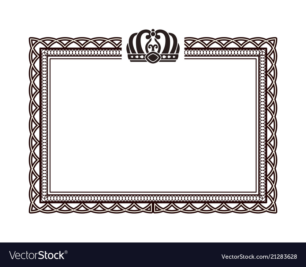 Download Vintage rectangular frame with crown logo on top Vector Image