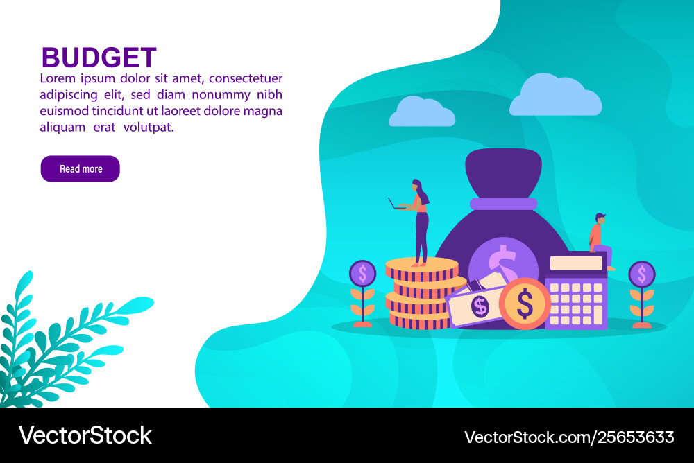 Budget Concept With Character Template For Banner Vector Image