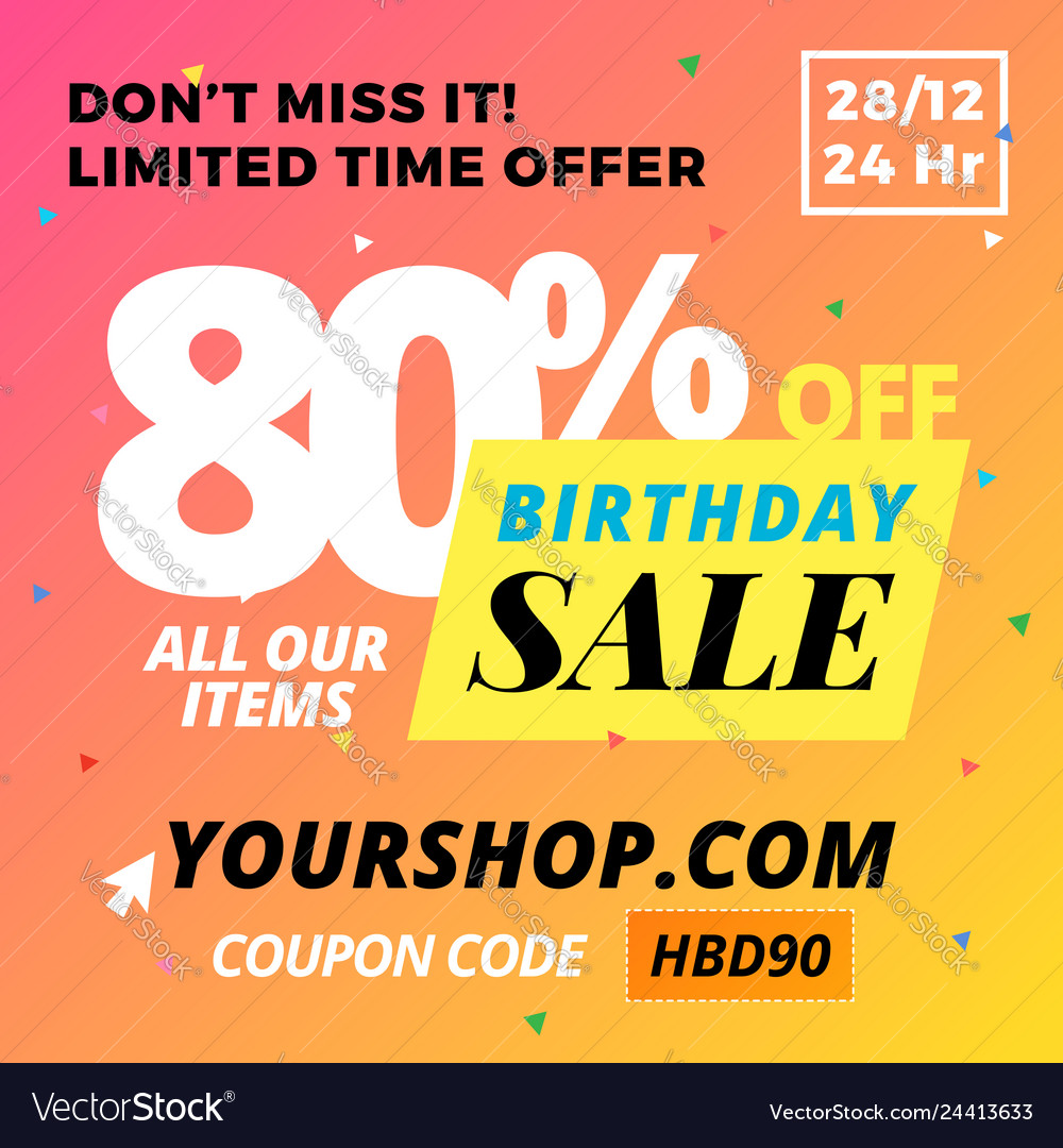 Happy Birthday Super Sale Banner Online Shop Vector Image