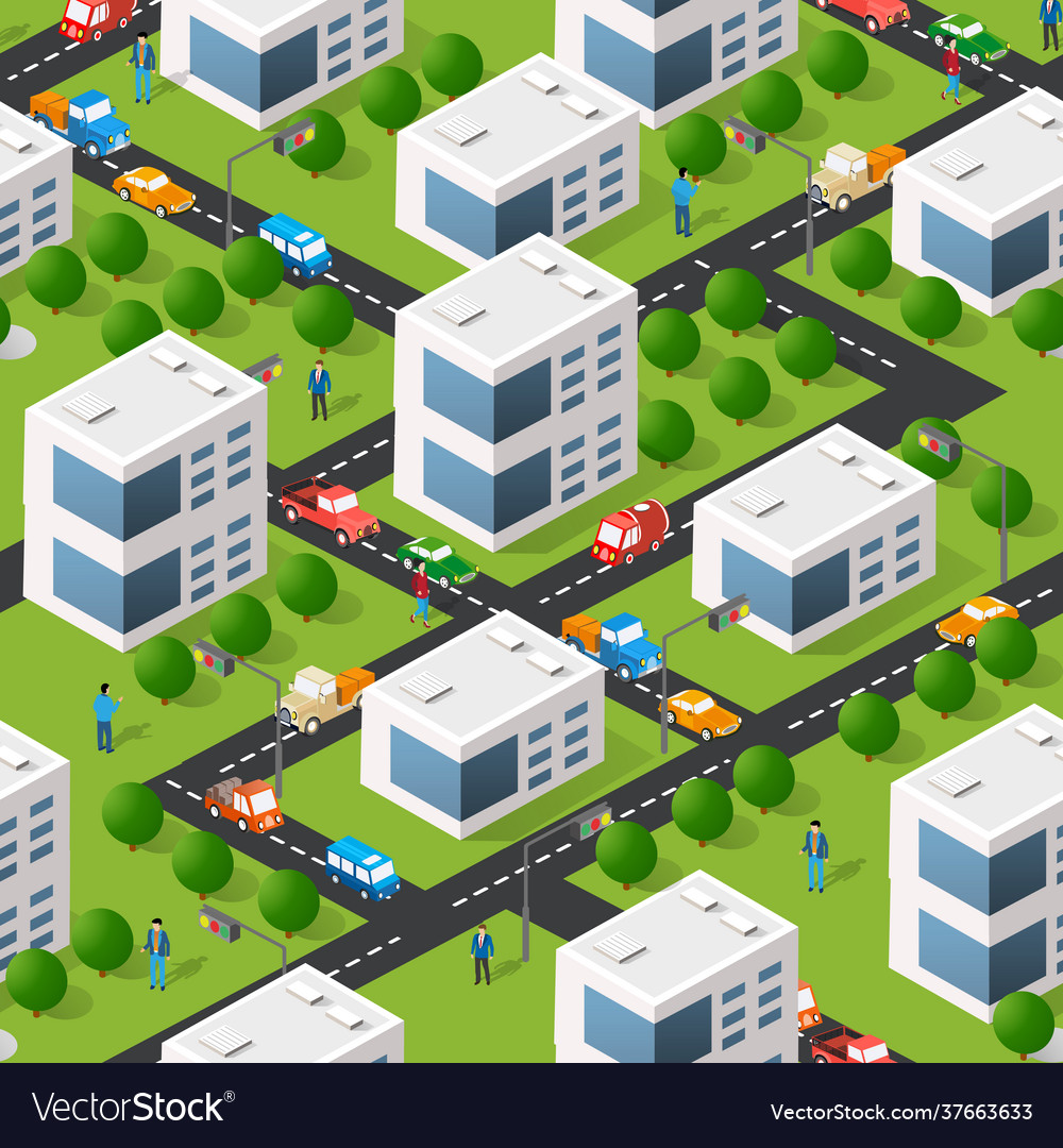 Lifestyle scene urban isometric 3d Royalty Free Vector Image