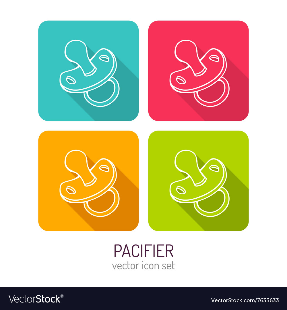 Line art baby pacifier mobile icon set in four