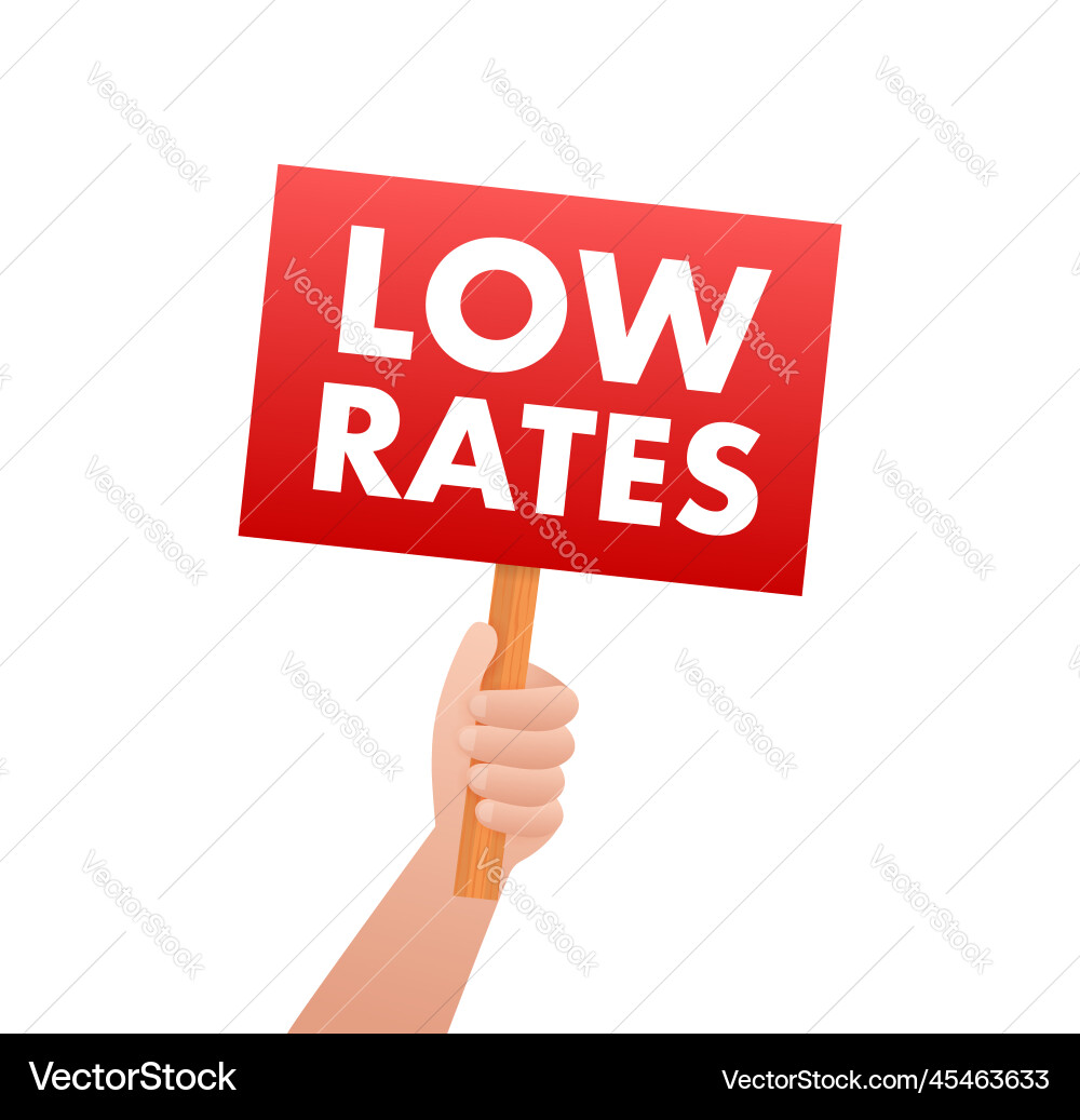 Low rates percent down cost rate stock Royalty Free Vector