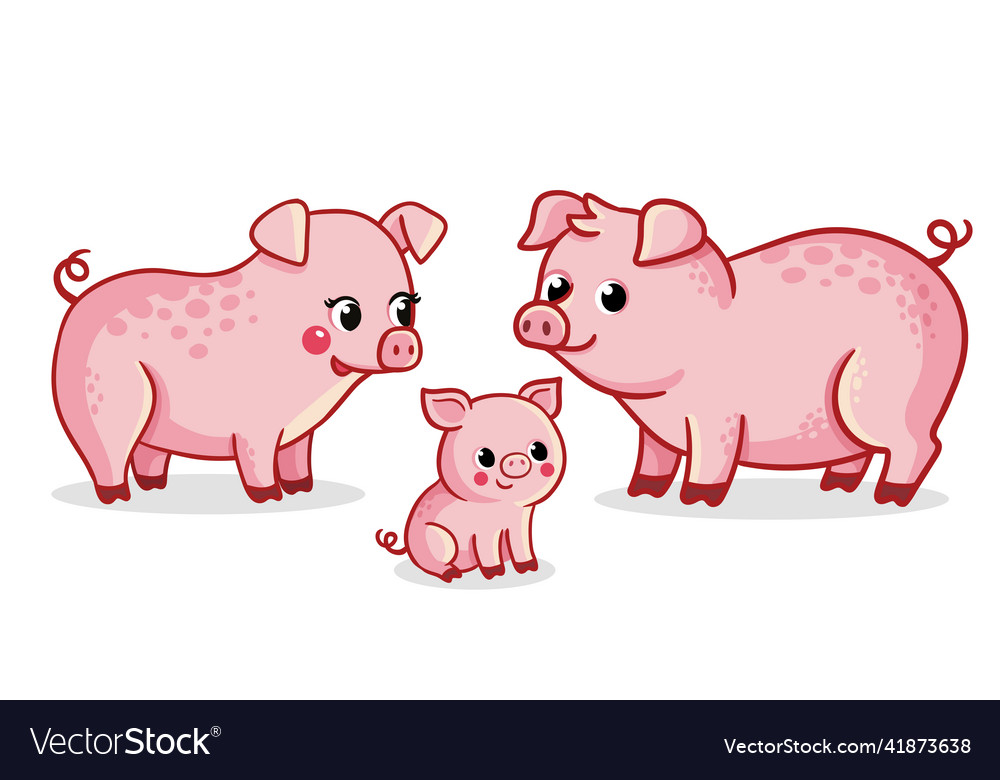 A family of pigs stands Royalty Free Vector Image