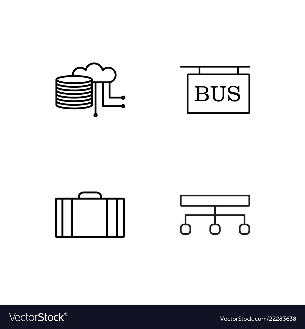 Business simple outlined icons set