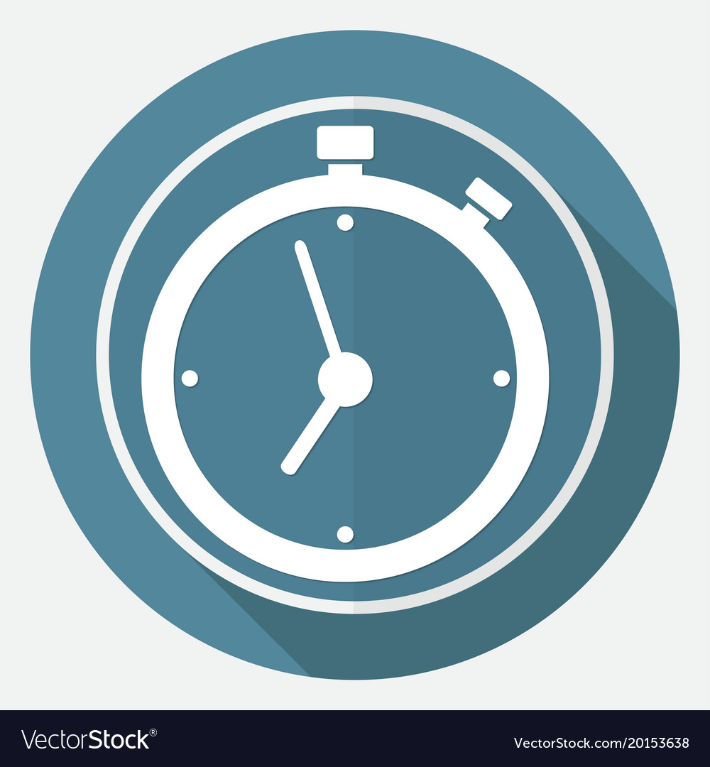 Clock icon on white circle with a long shadow