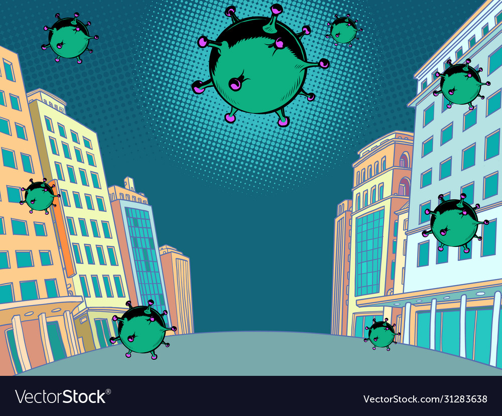 Coronavirus epidemic attacks city Royalty Free Vector Image