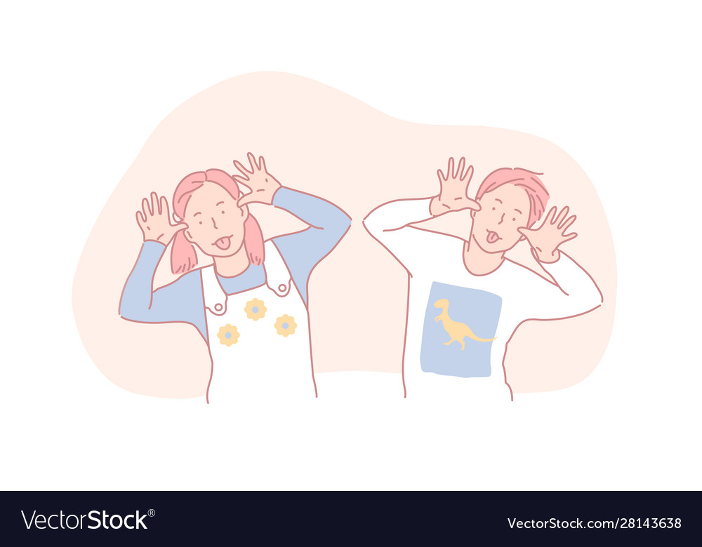 A Naughty And Carnivorous Childhood Friend Naughty behaviour fooling around childhood fun Vector Image