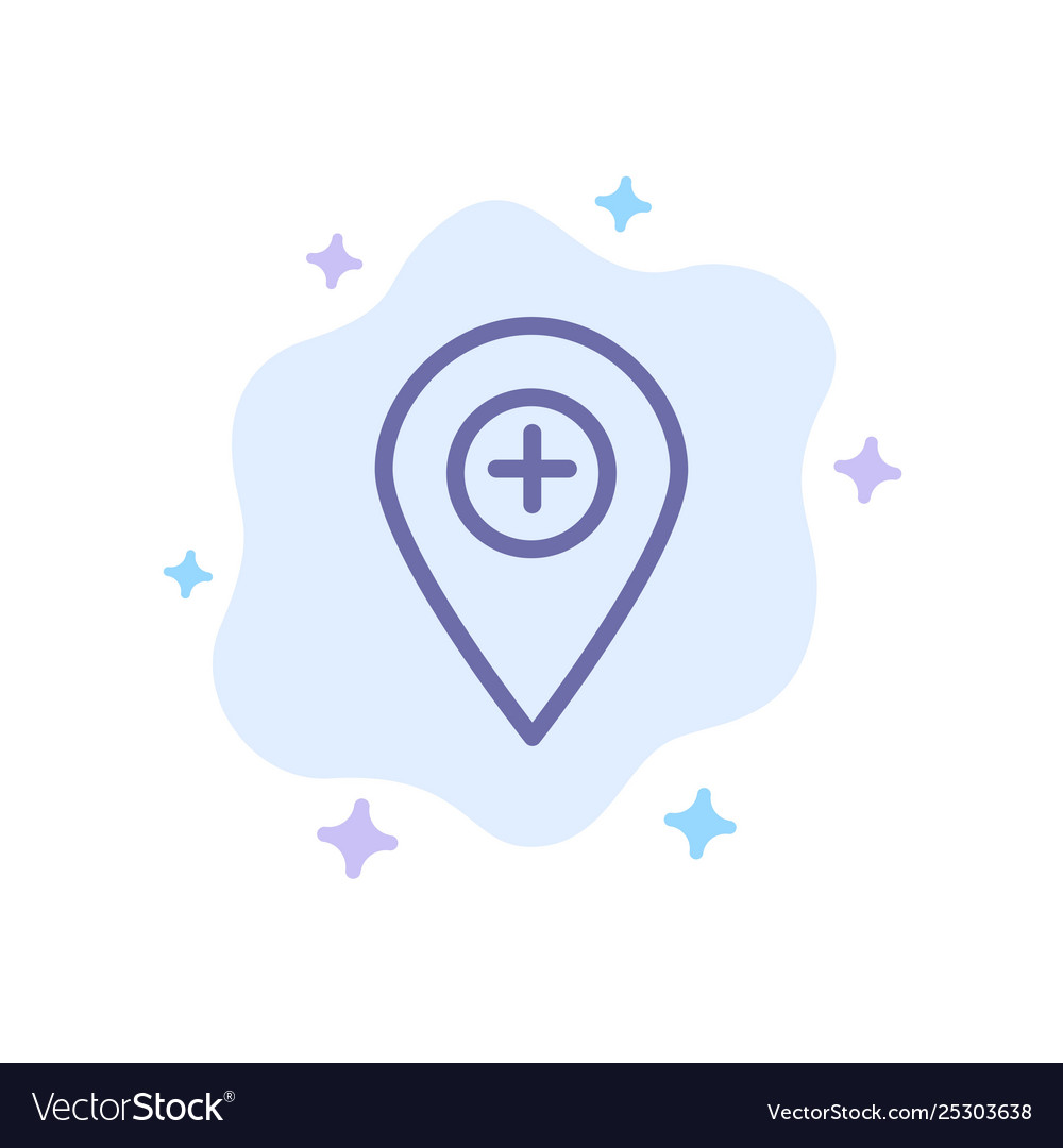 Plus location map marker pin blue icon