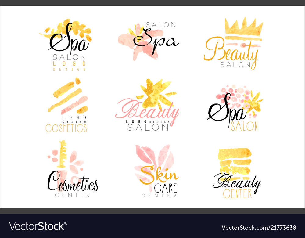 Spa healthy beauty studio set for label design Vector Image