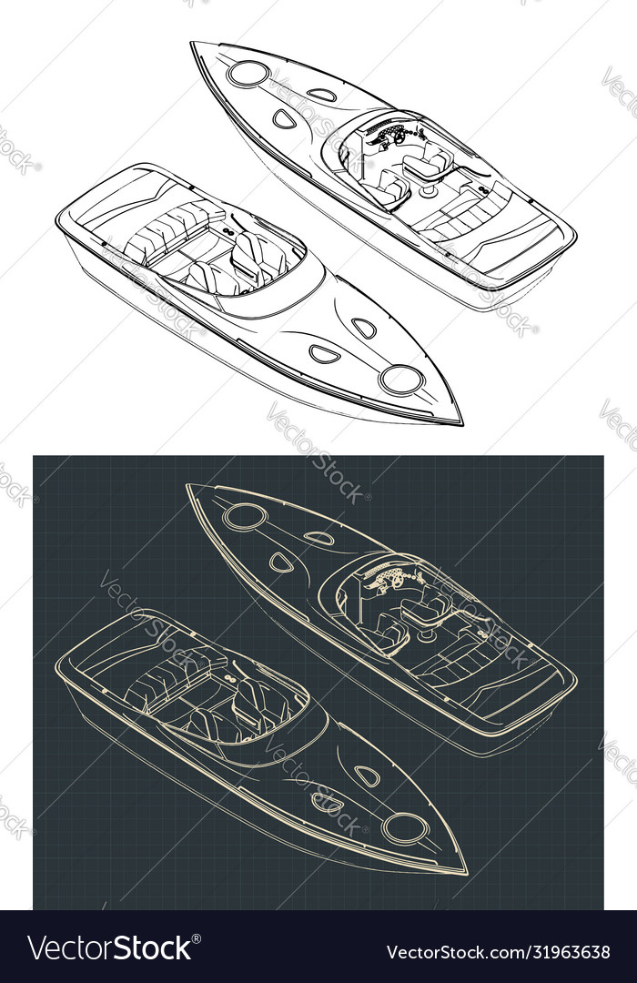 Speed boat drawings Royalty Free Vector Image - VectorStock