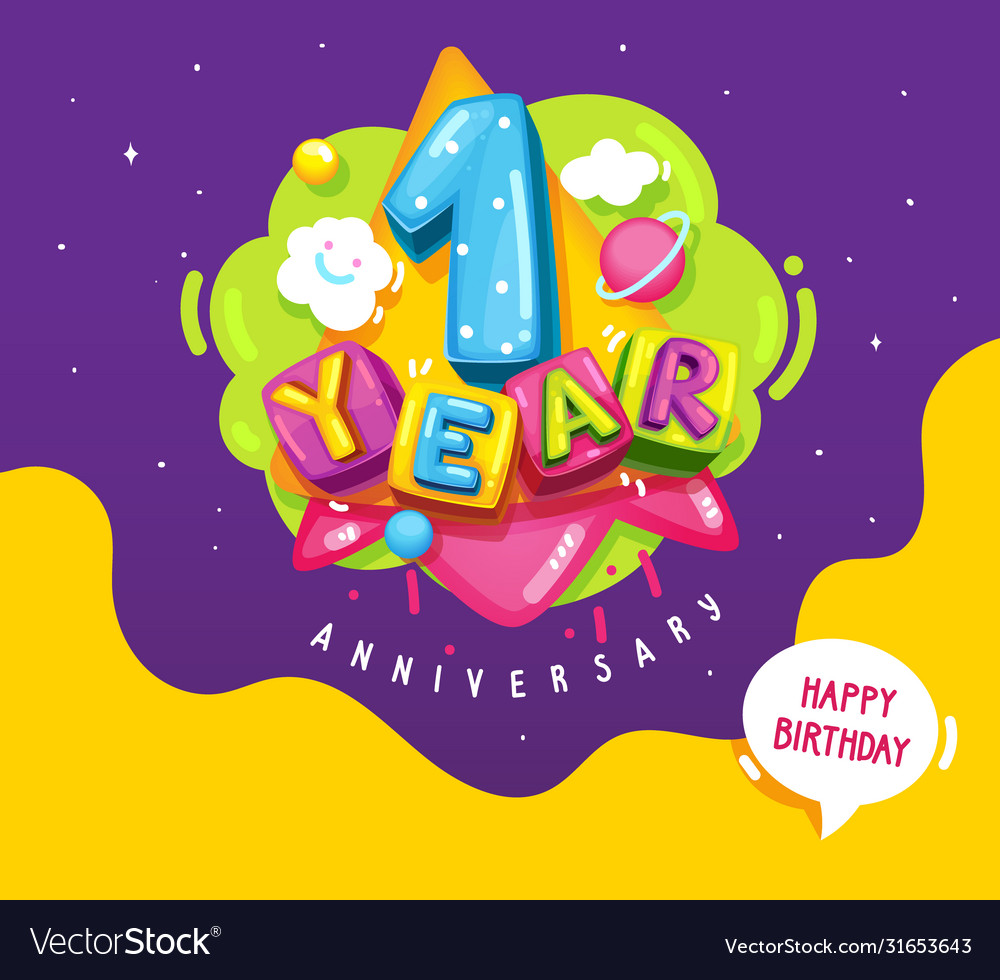 1 year birthday Royalty Free Vector Image - VectorStock