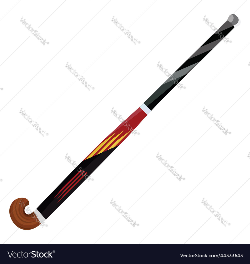 Black hockey stick on a white background