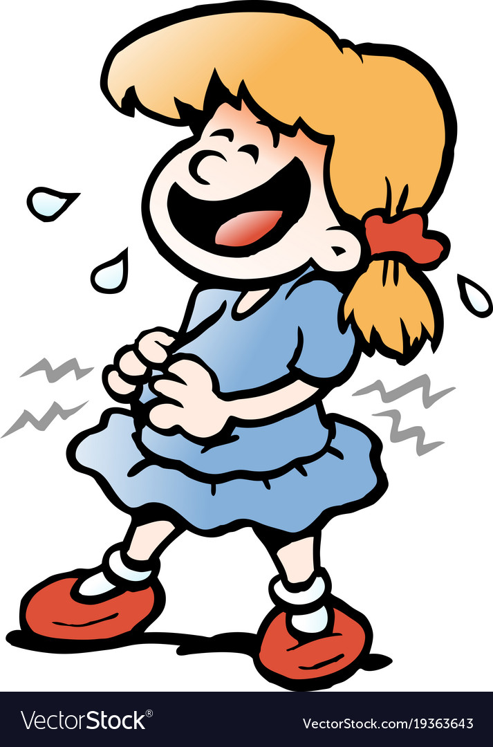 Cartoon an little girl threre is laughing Vector Image