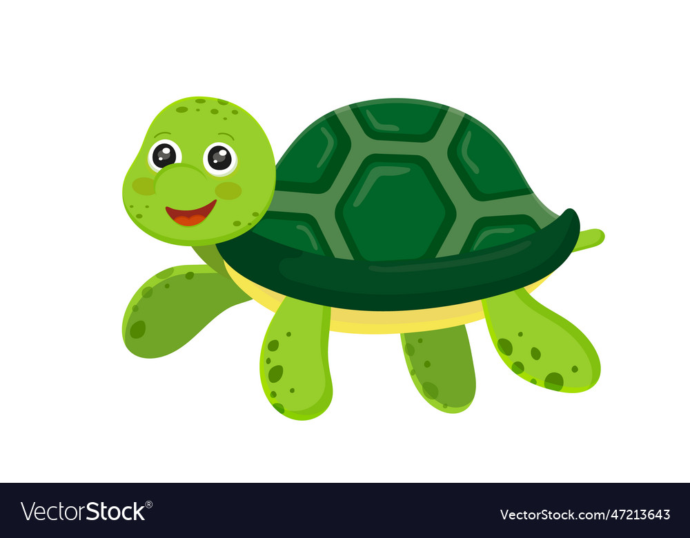 Cute kid of green turtle ocean creature icon Vector Image