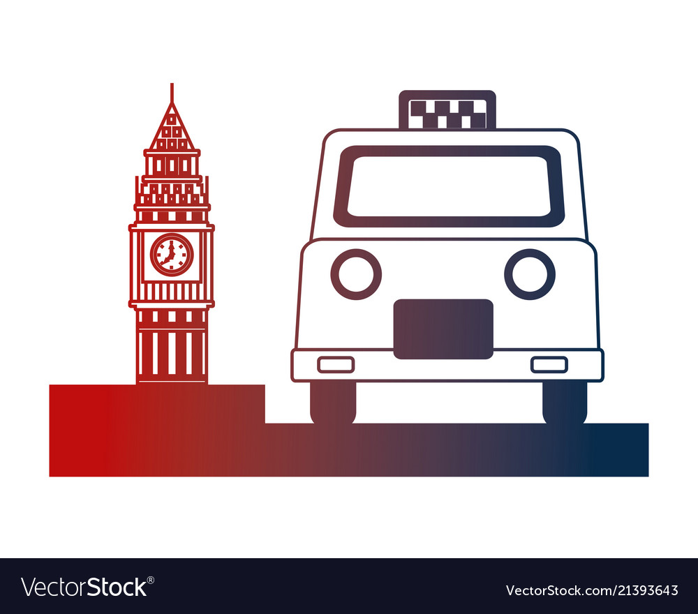 English taxi service and big ben symbol