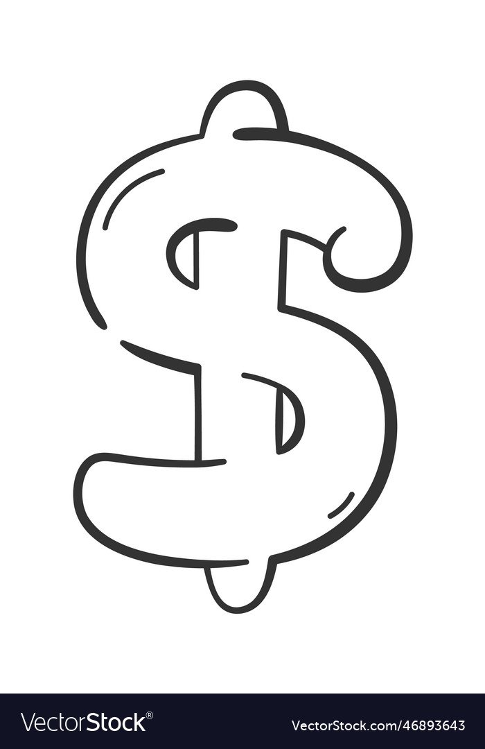 Hand drawn dollar symbol Royalty Free Vector Image